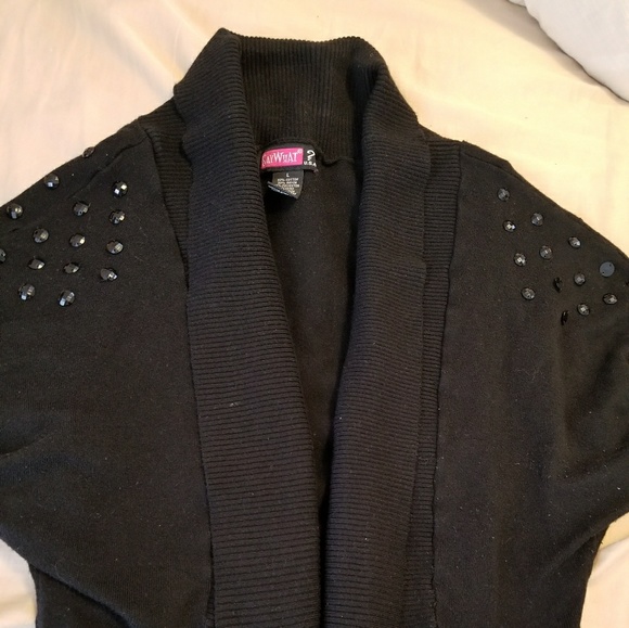Say What? Sweaters - Black jeweled open cardigan - large